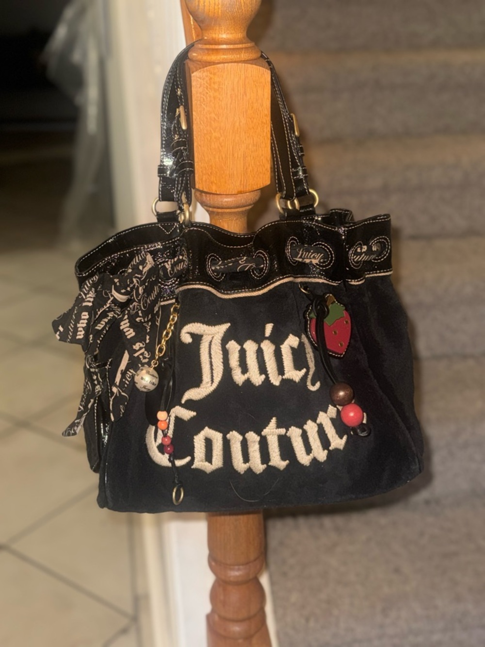 RARE Authentic Vintage Juicy Couture Black Strawberry Fields Daydreamer